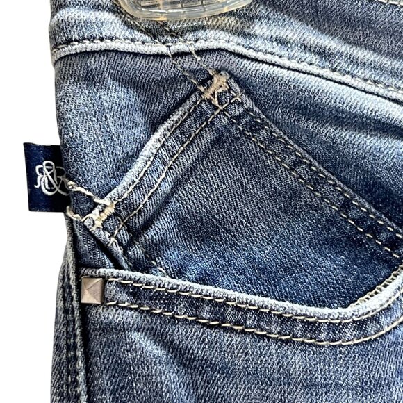 Rock & Republic Kendall Mid-Rise Jeans 10 Straight Leg Denim Button Flap Pockets - Picture 9 of 15